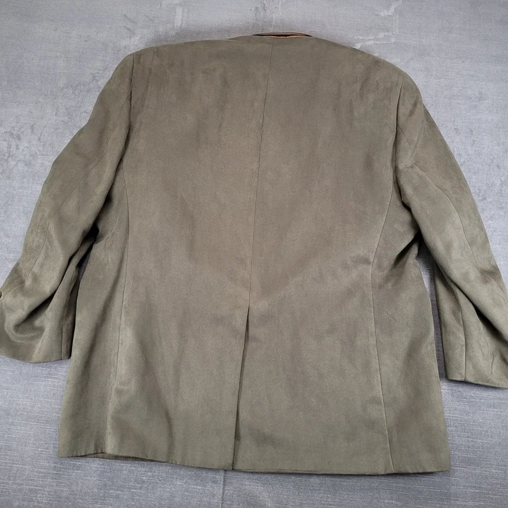 Lauren Ralph Lauren Mens 46R Faux Suede Blazer Olive Green Two Button Sport Coat